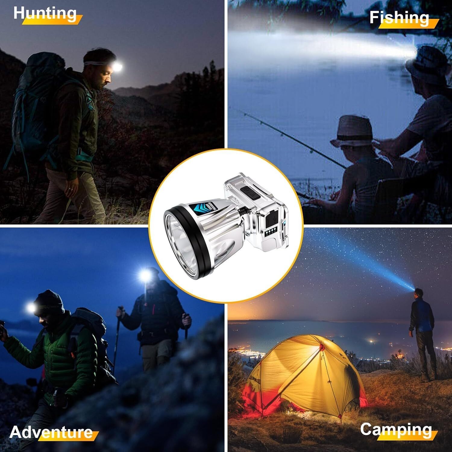 Solar/USB Rechargeable LED Spotlight Flashlight Searchlight 30000000LM Bright US