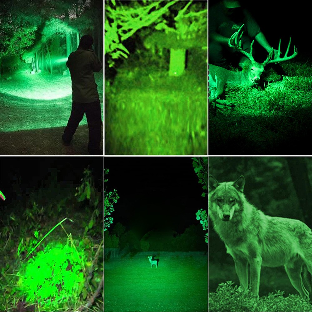 1200 LUMENS Hunting LED Flashlight Torch Mounted Green/Red/White Light + Switch