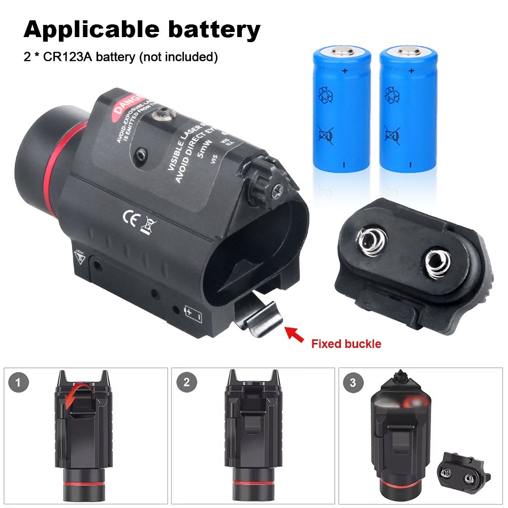 Red Laser Sight &LED Flashlight Combo 20mm Picatinny Rail Adjustable for Hunting