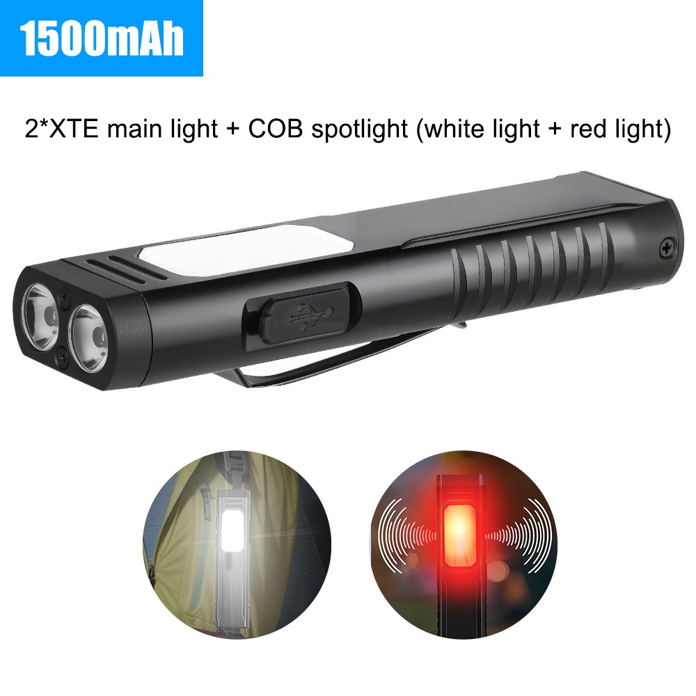 USB Rechargeable Flashlight with Magnetic 7-Mode Clip-on Handheld Flashlight USA