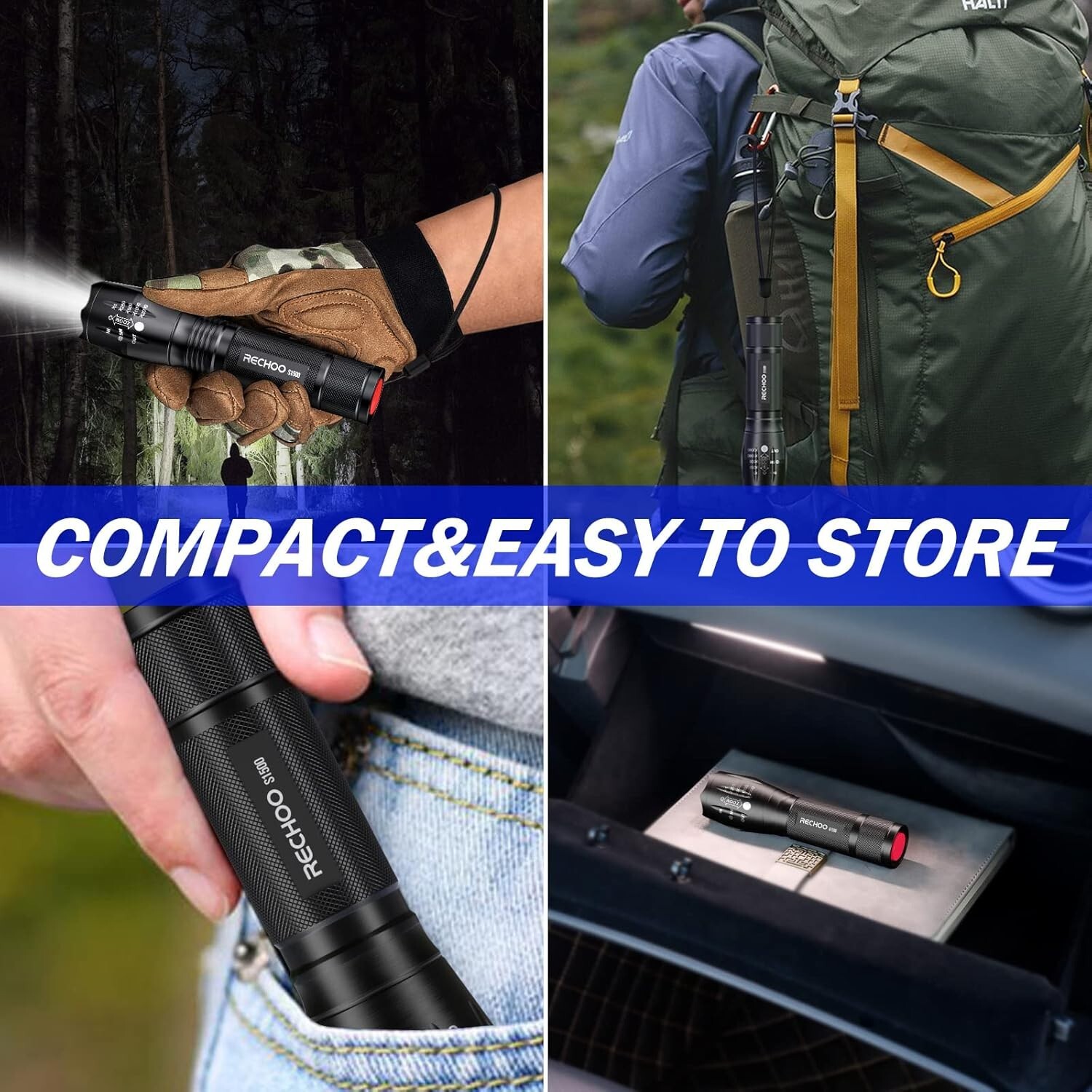 Tactical Flashlight 2 Pack, Bright Zoomable LED Flashlights High Lumens with 5 M