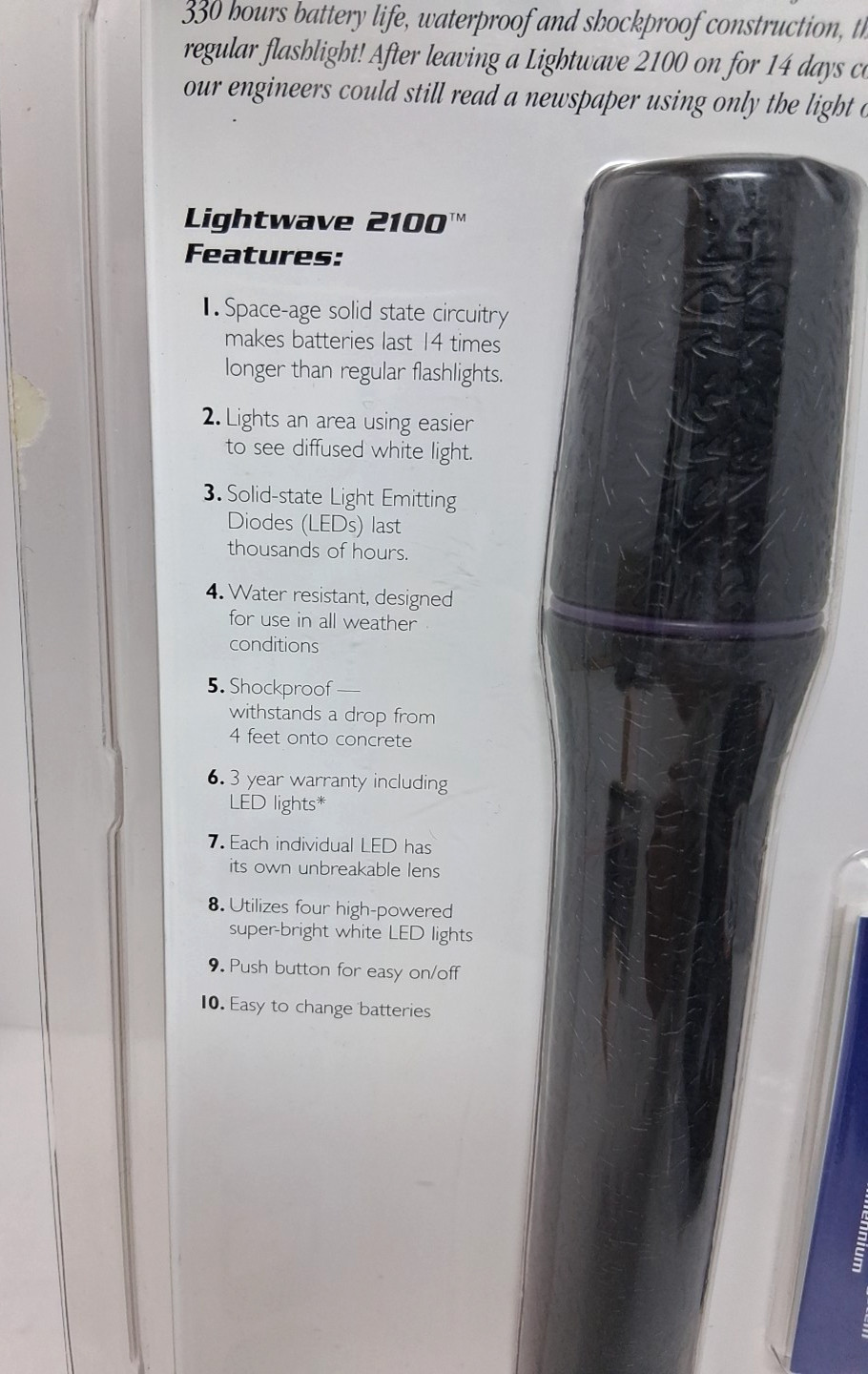 Lightwave 2100 Flashlight Solid-state Light Emitting Diodes Water Resistant NEW