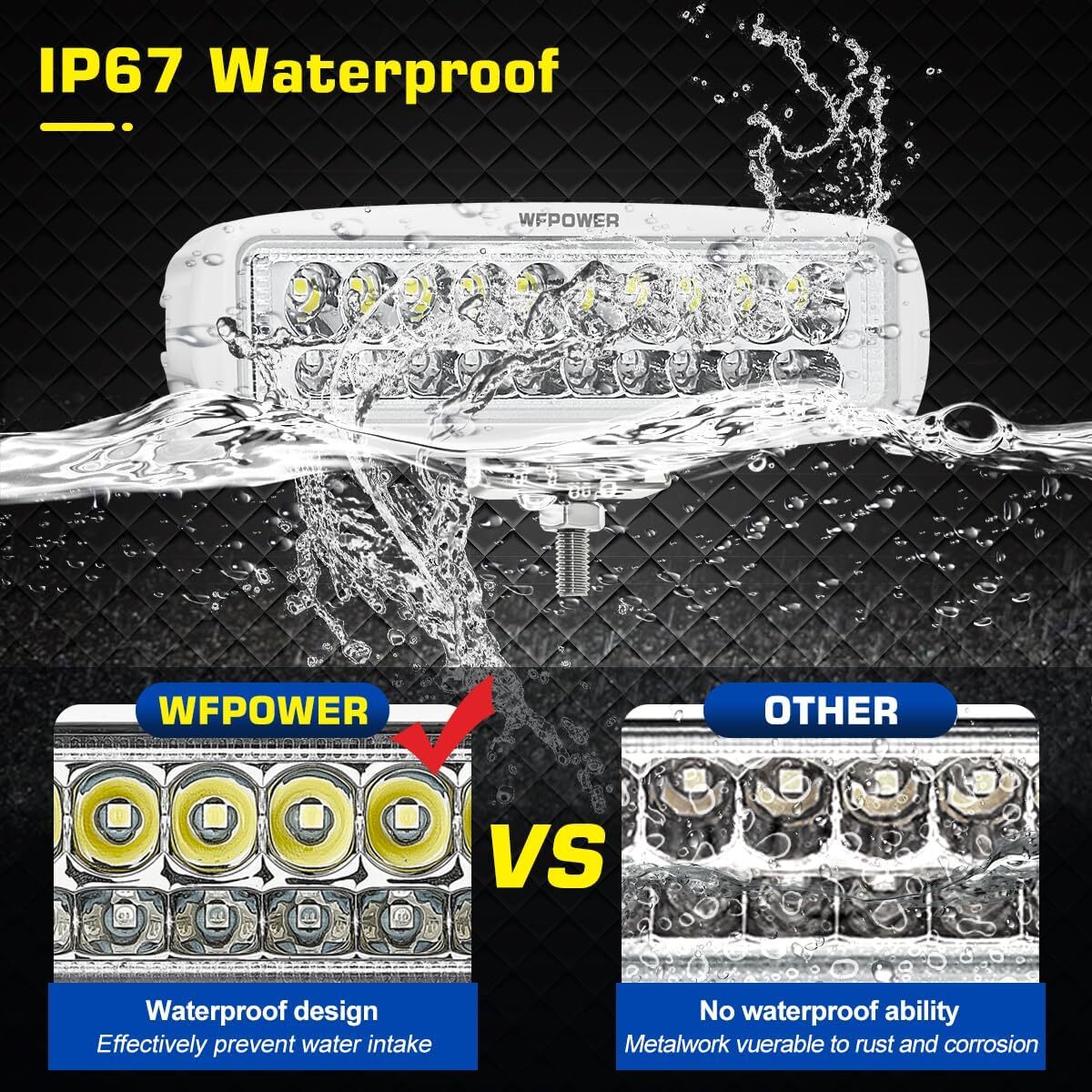 20W 2 Pack Led Boat Lights Blue White 3 Mode Waterproof Spreader Lights
