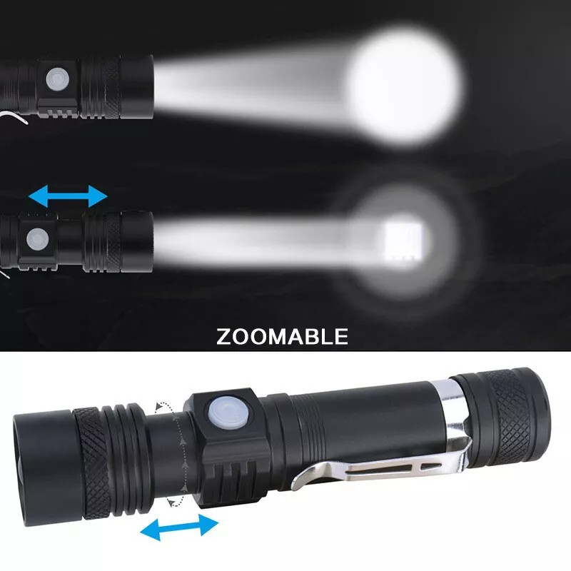 990000LM Rechargeable LED Flashlight Tactical Police Super Bright Torch Zoomable