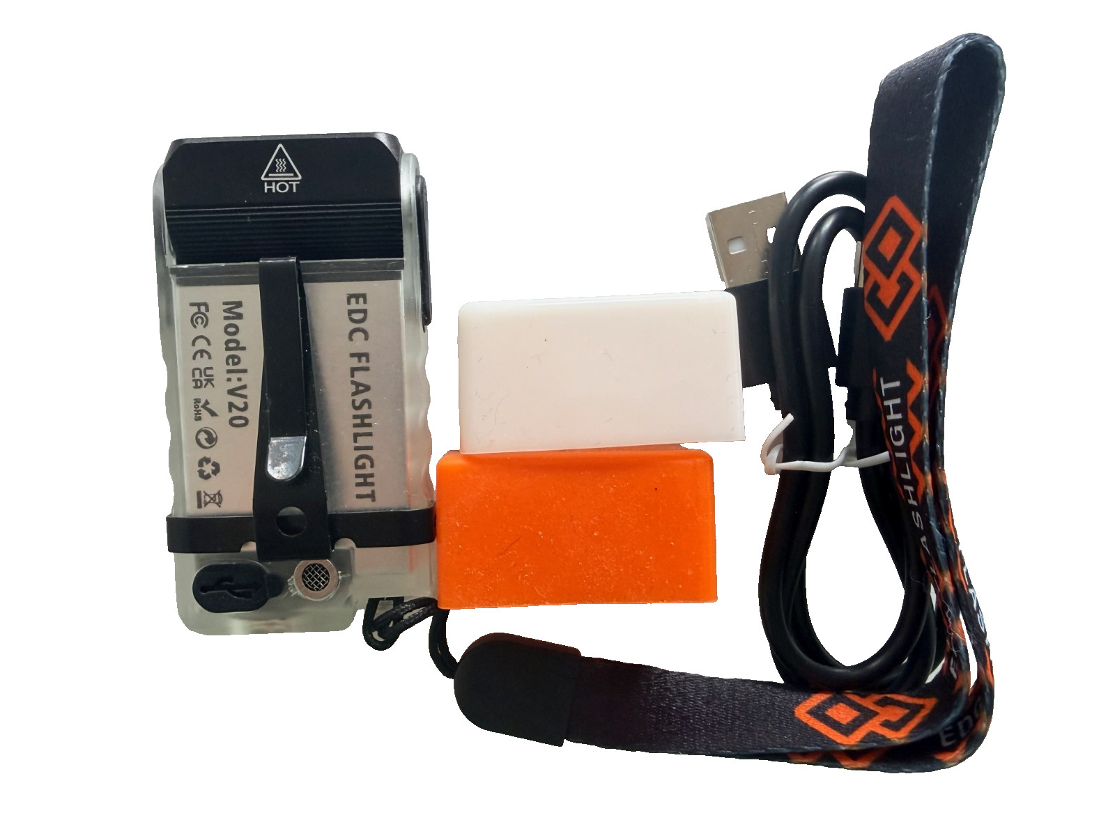 BORUIT V20 1300 LM Compac Rechargeable EDC Flashlight Pocket Keychain Light