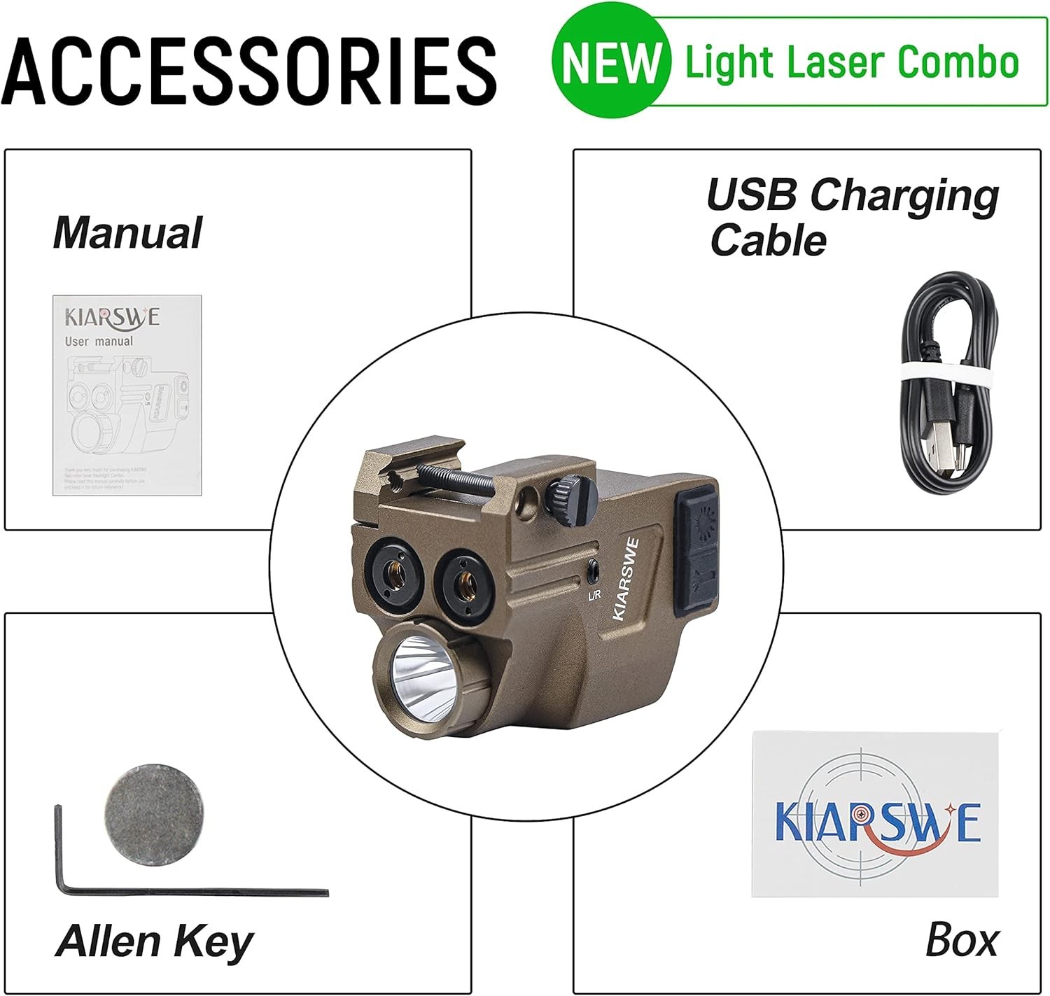 Red Green Laser Light Combo, 500 Lumens Red Green Laser, Supcompact Pistol Laser