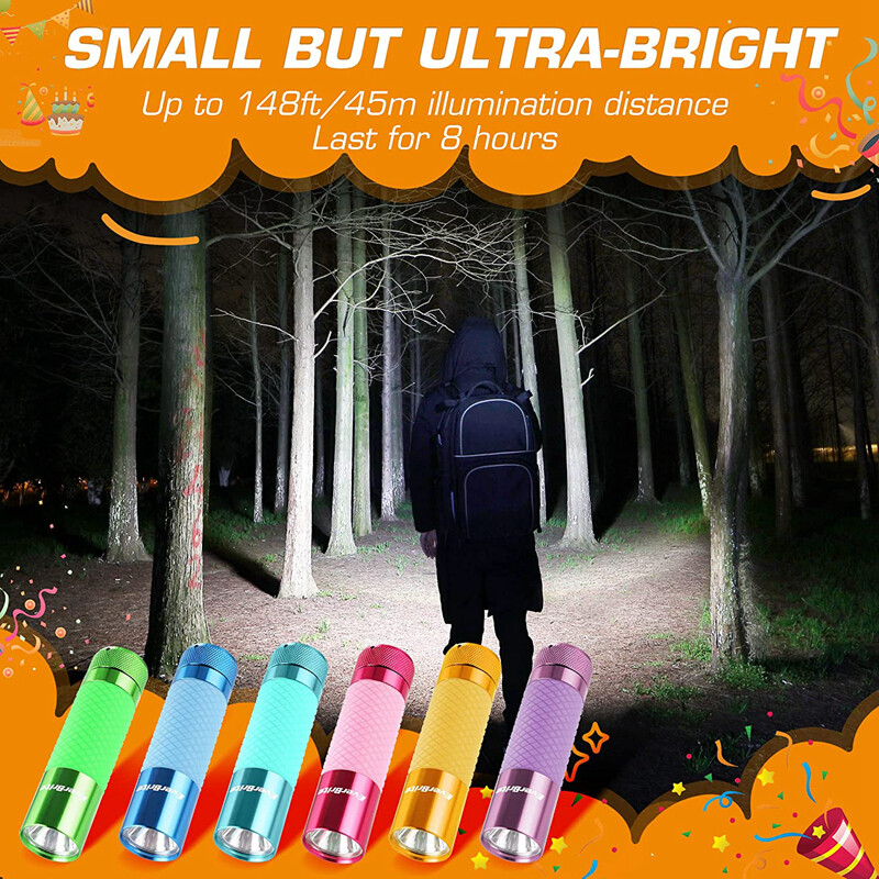 EverBrite 6-Pack Mini Flashlights with 18XAAA Batteries Aluminum LED Flashlights