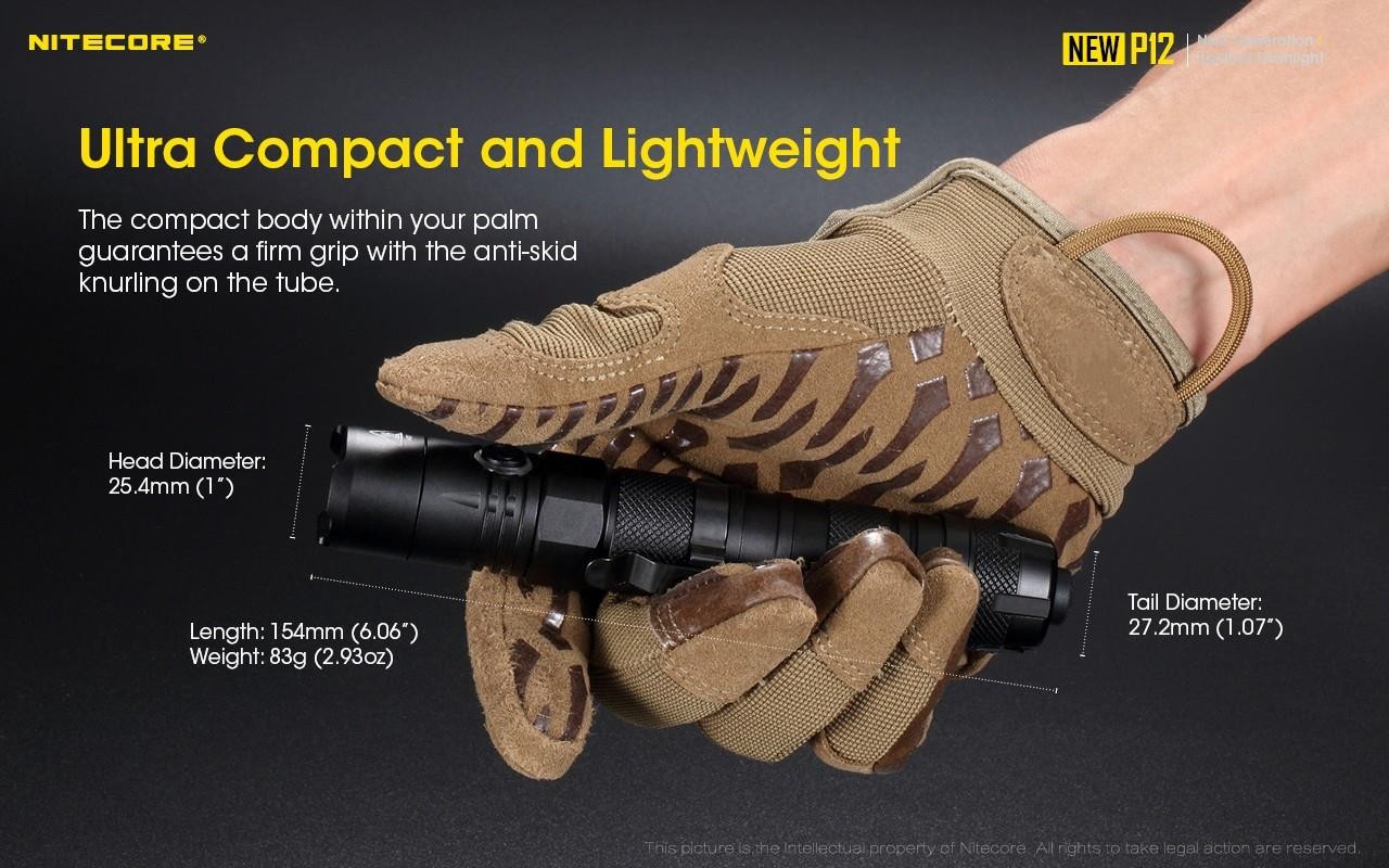 Nitecore NEW P12 1200 Lumen Rechargeable LED Tactical Flashlight w/rigid holster
