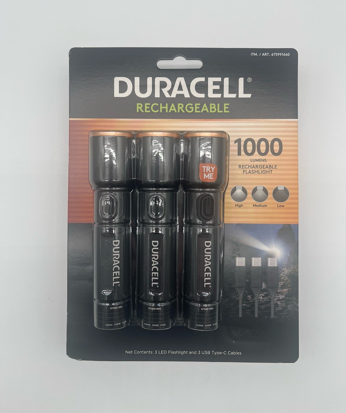 Duracell 1000 Lumen Rechargeable Flashlight – Pack Of Three