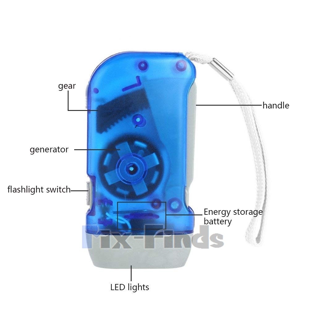 4x Hand Crank LED Flashlight Dynamo Pressing Flashlight Camping Emergency Torch