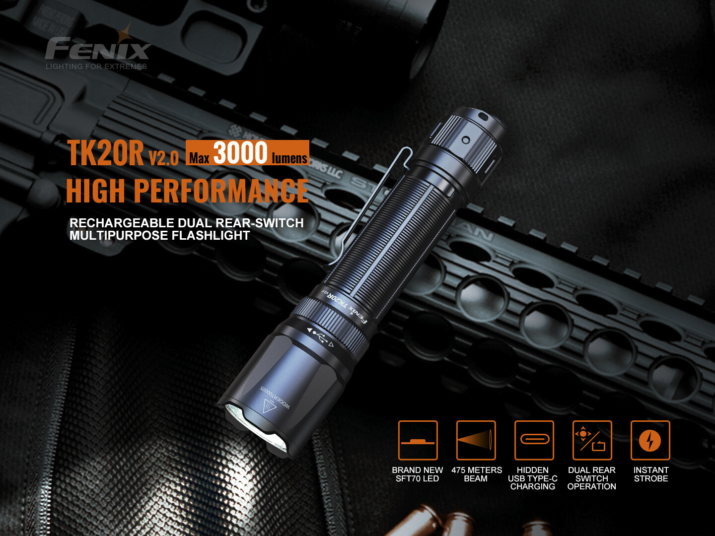 Fenix TK20R v2.0 3000 Lumen Rechargeable Flashlight