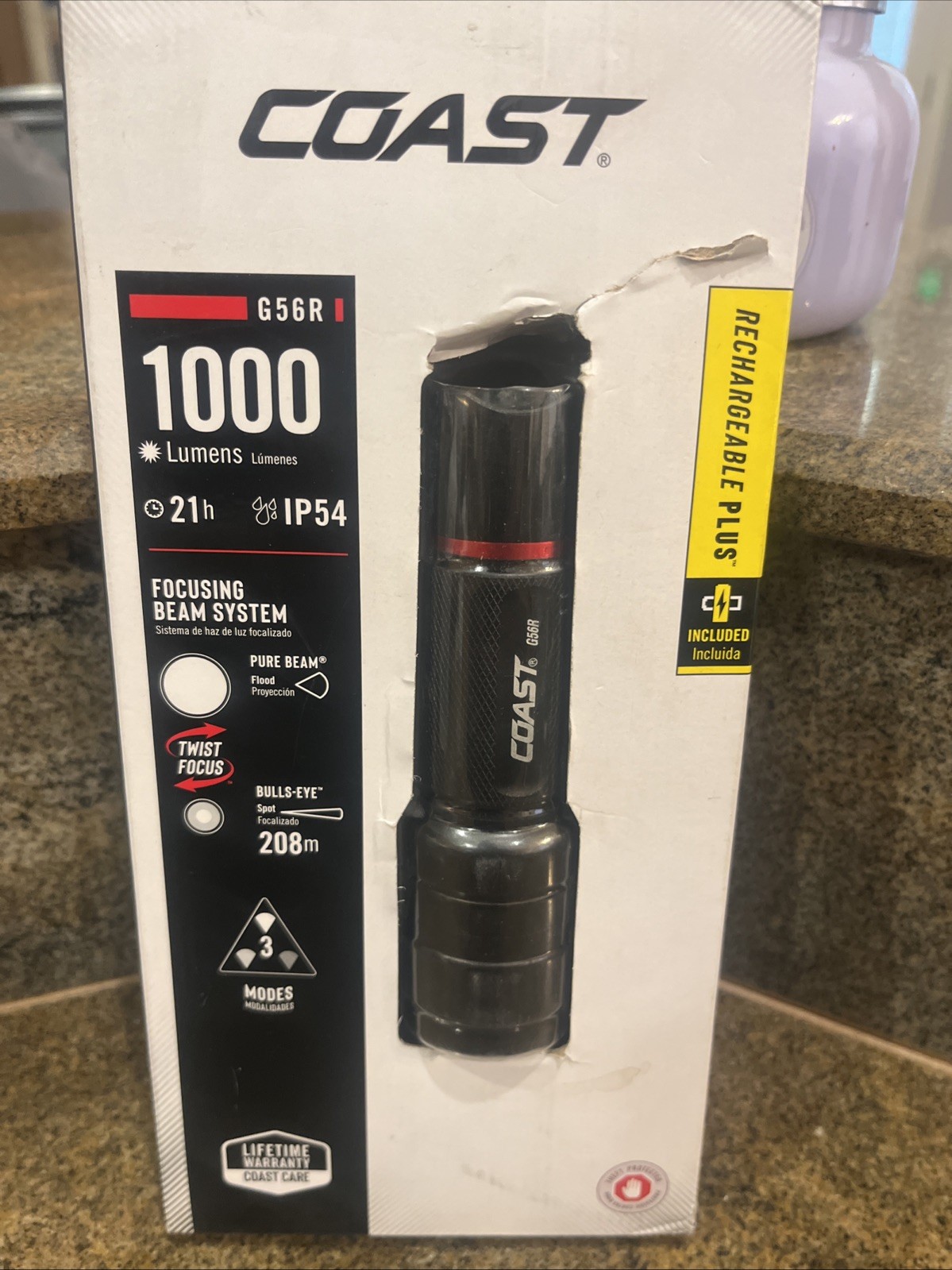 COAST 1000 Lumens Rechargeable Dual Power IP54G56R