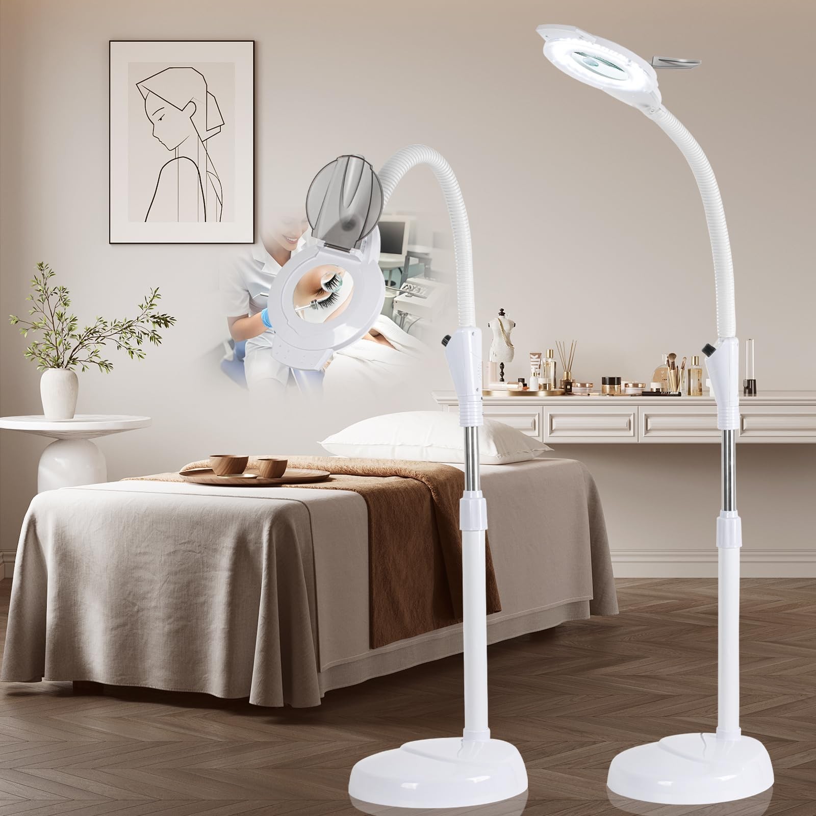 2500 Lumens 10X 30X Magnifier Esthetician Light, Flexible Gooseneck | Steples…
