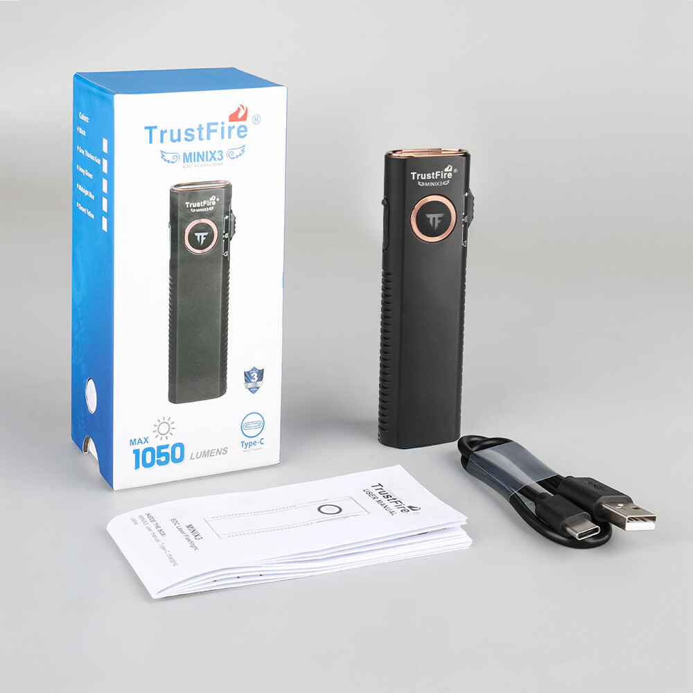 TrustFire X3 Rechargeable EDC Flashlight 1050LM, White/Red /Green Laser Light US