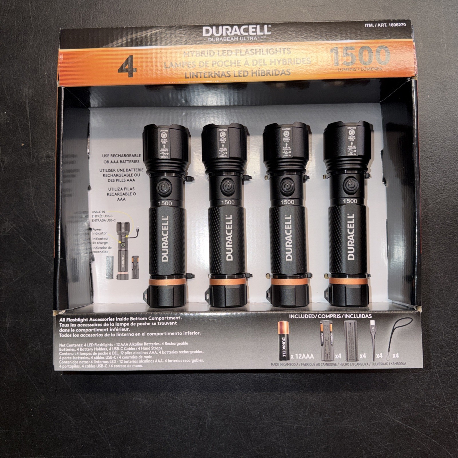 Duracell Durabeam Ultra Hybrid LED Flashlights,1500 Lumens,Set of 4 Missing One