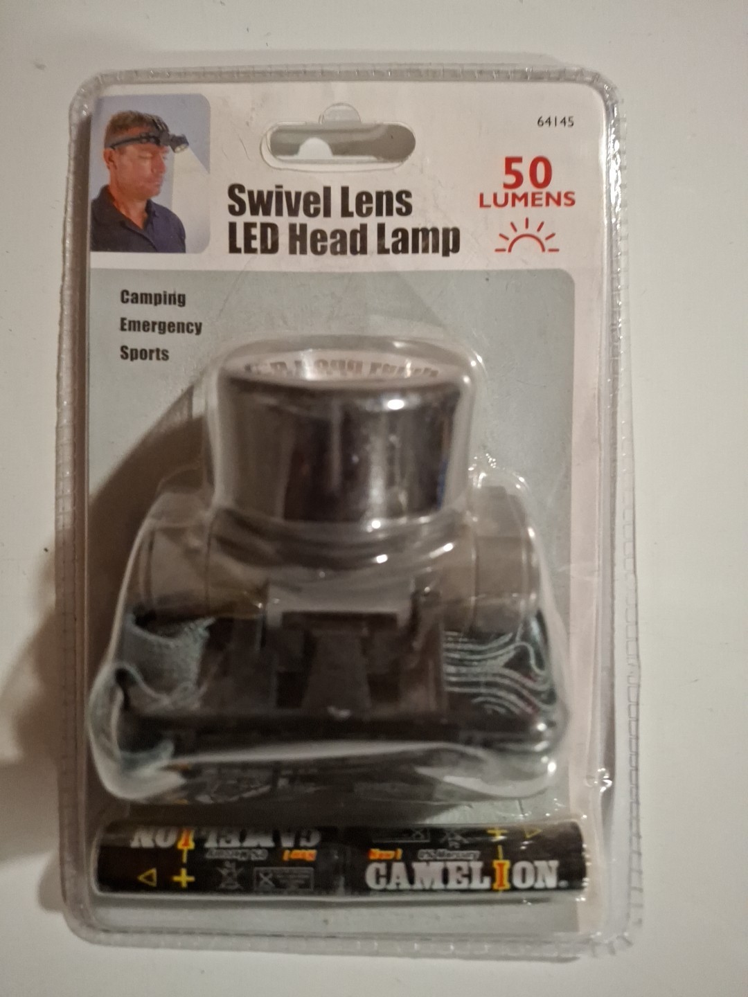 Swivel Lens LED Headlamp Flashlight 50 Lumens with Headband