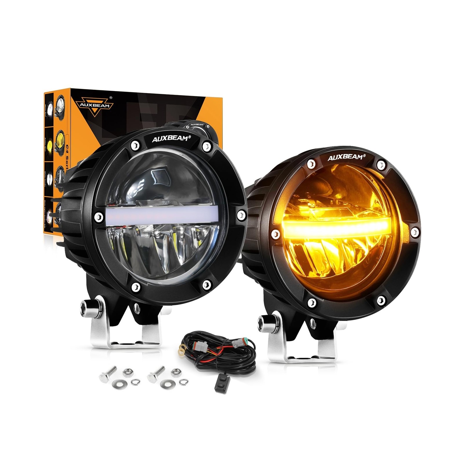 Auxbeam 4In LED Offroad Lights 2PCS, 110W Round LED Pods Auxiliary Driving Li…