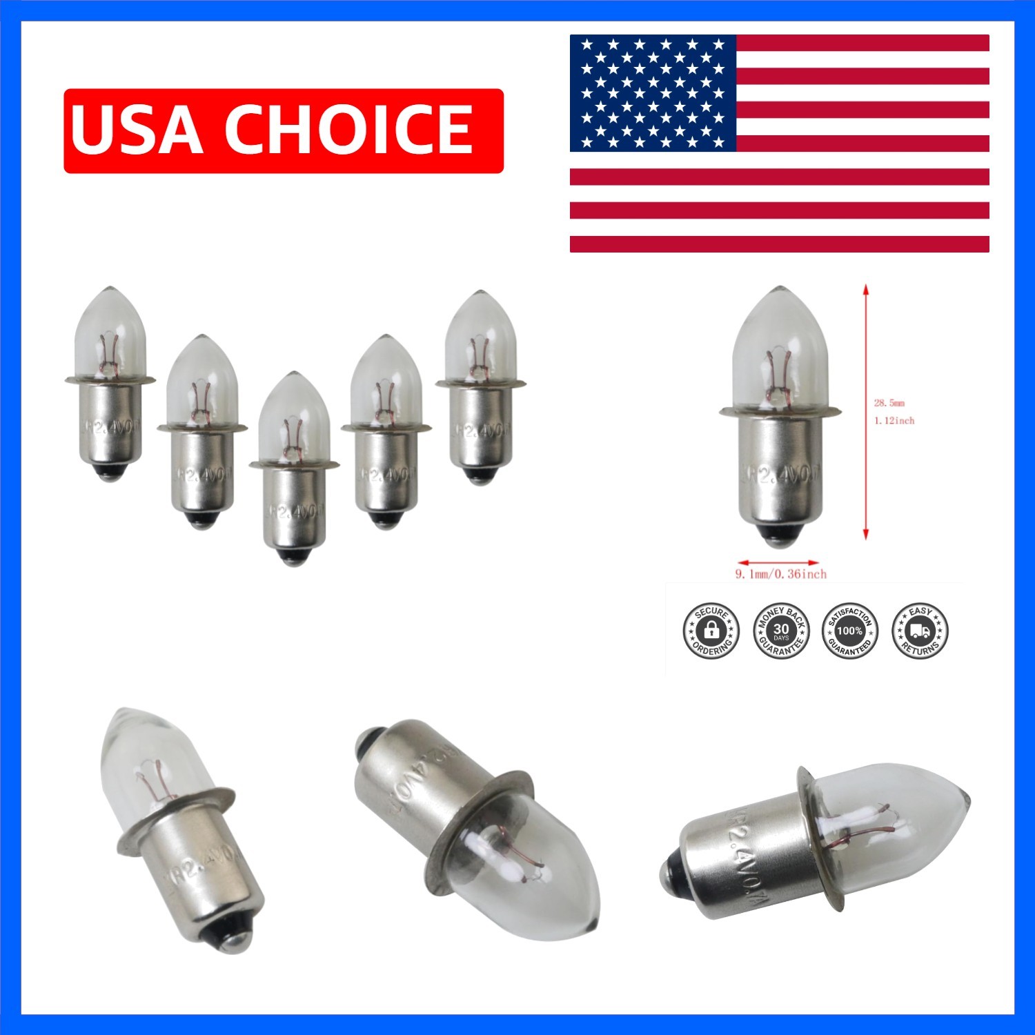 5pcs 2.4V 0.75A Bayonet Base Krypton Replacement Bulb for Flashlight Replacem…