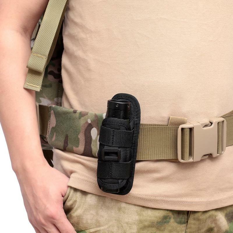 Men LED Flashlight Pouch Nylon Torch Holster Holder Belt Bag Case Black 2*6 inch