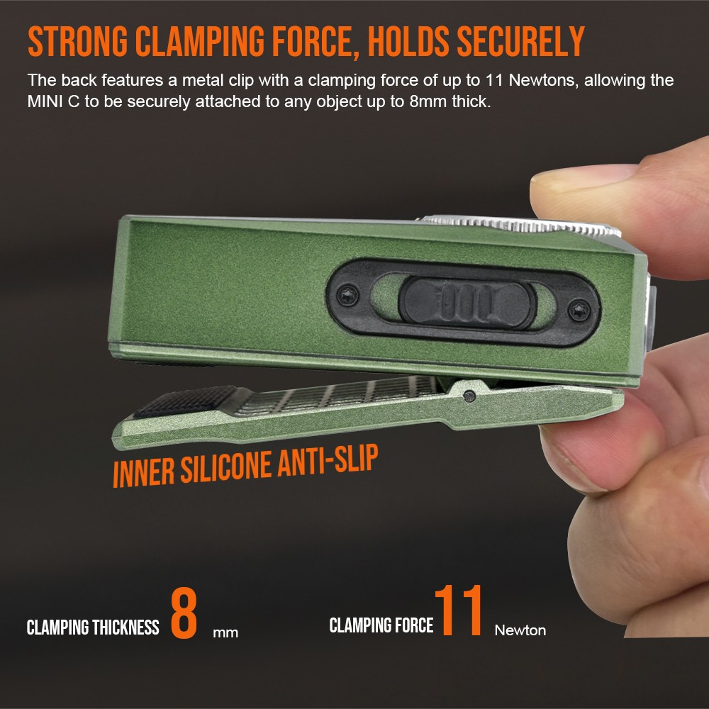 TrustFire Mini-C EDC Flashlight Clip-on 800 Lumens Flat RGB Light LED Flashlight
