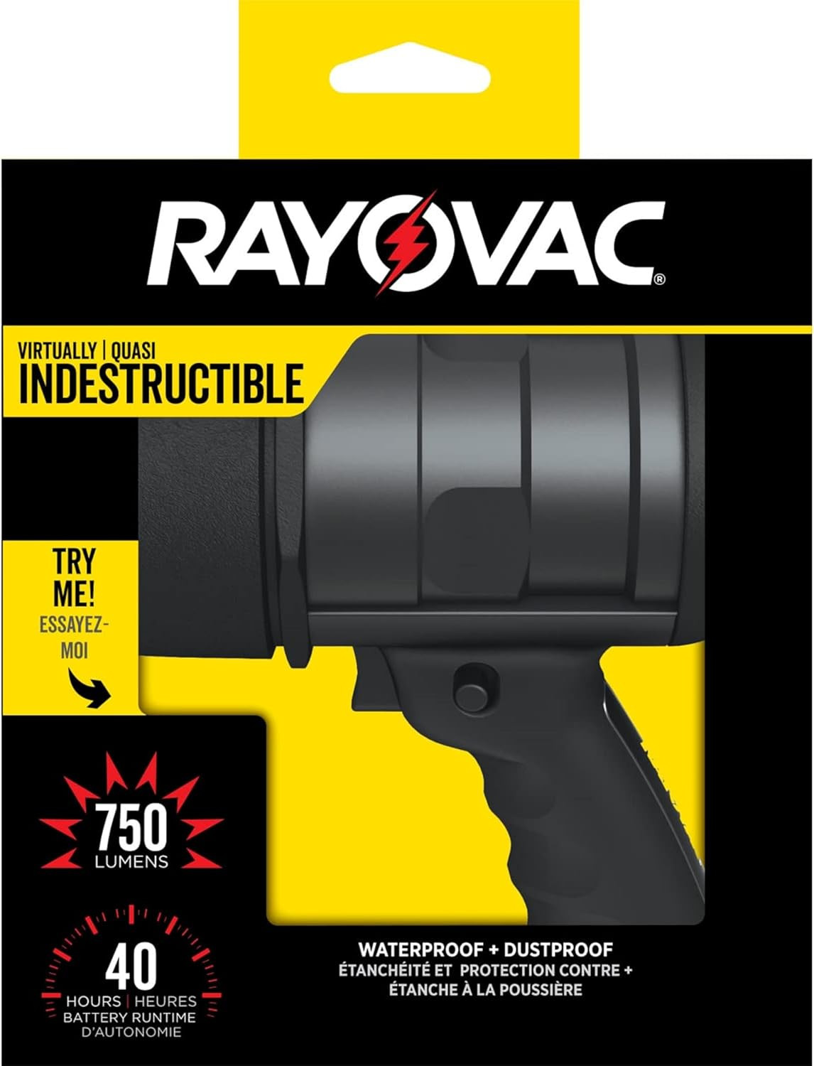 Rayovac Virtually Indestructible LED Spotlight, 750 Lumen Waterproof Spot Flashl