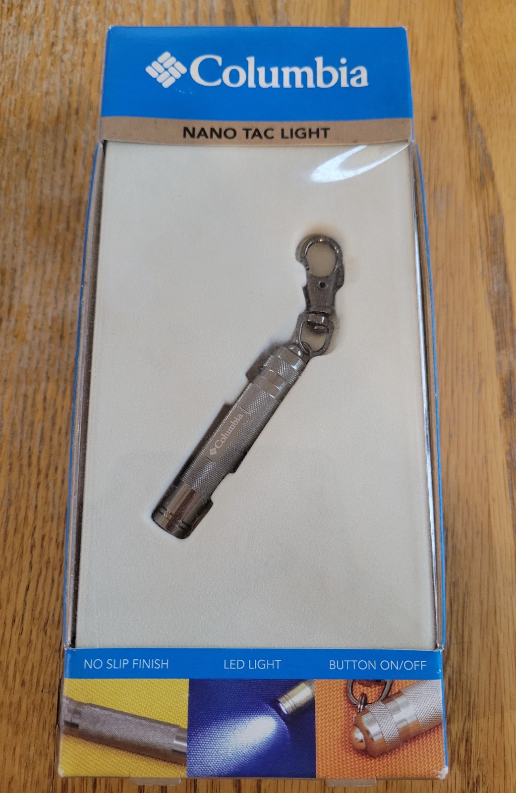 Columbia Sportswear Nano Tac Light Mini LED Flashlight Keychain Gun Metal NIB