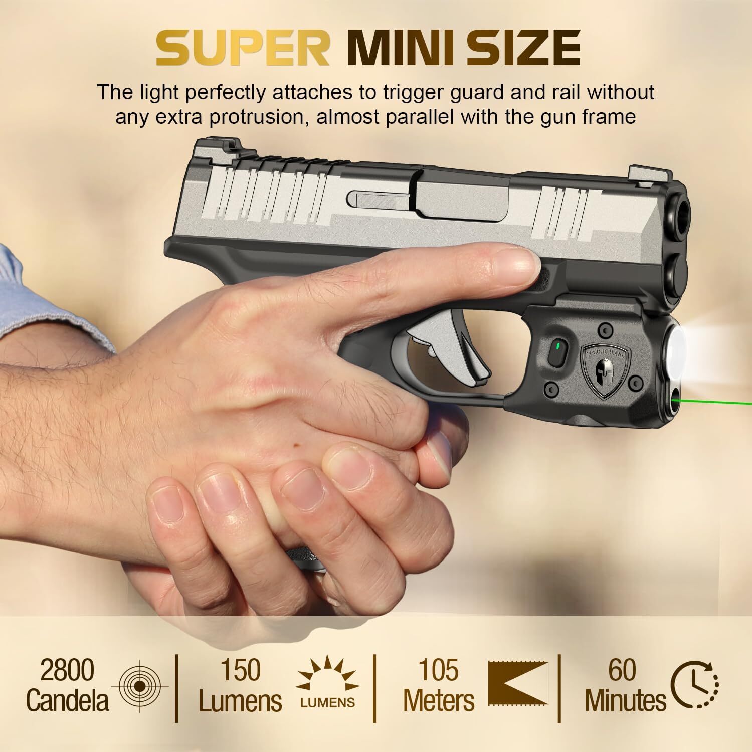 150-Lumen Pistol Light Laser & Holster Fit Springfield Hellcat 3″ Micro-Compact