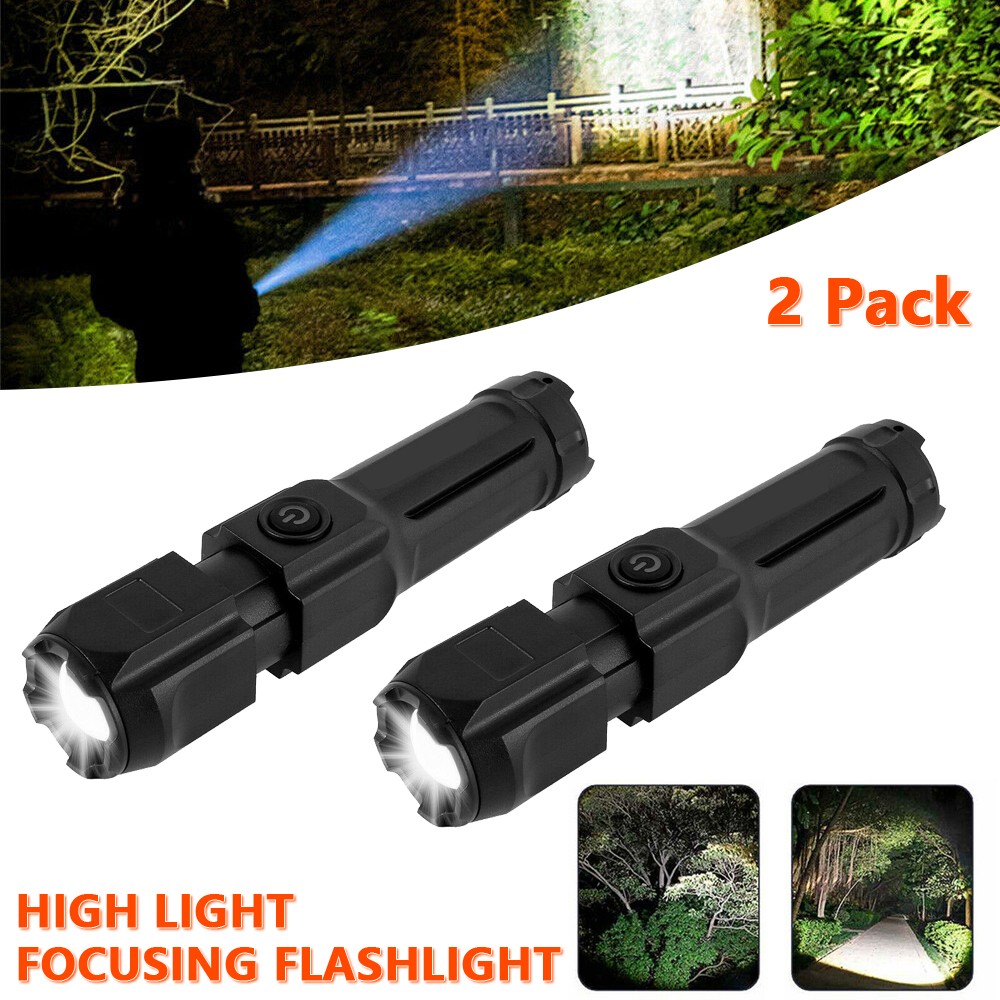 2Pcs 990000M Super Bright LED Tactical Flashlight Rechargeable Flashlights 2026