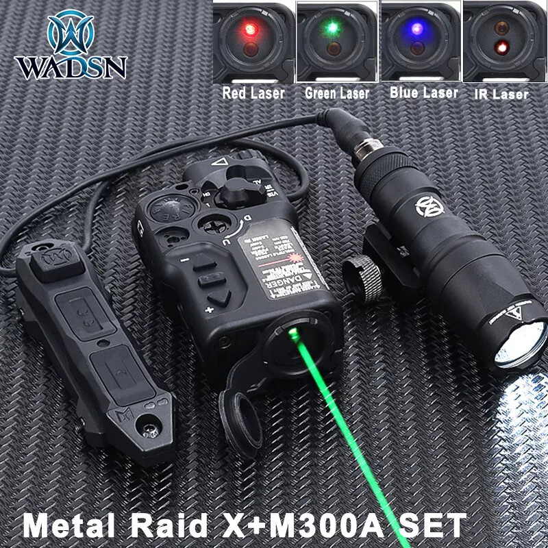 WADSN RAID-X Visible Green Laser Sight IR Laser Strobe Adjustable 20mm Rail US