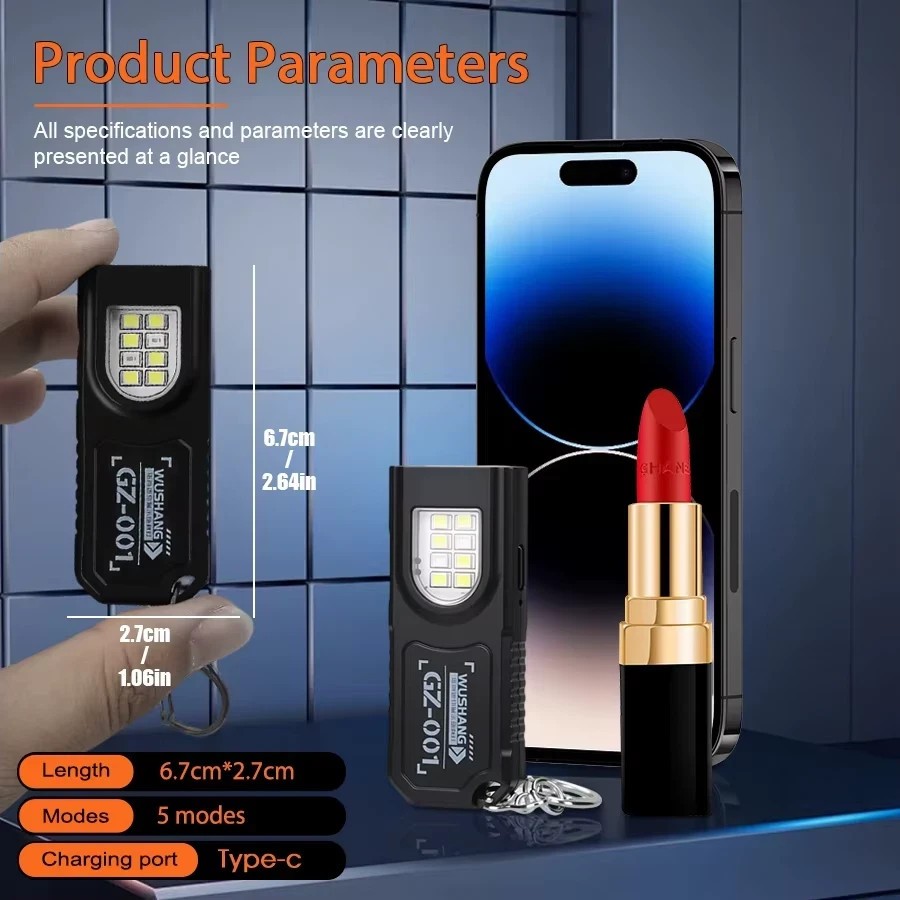 Powerful Mini LED Keychain Flashlight USB Rechargeable Waterproof EDC SOS Light
