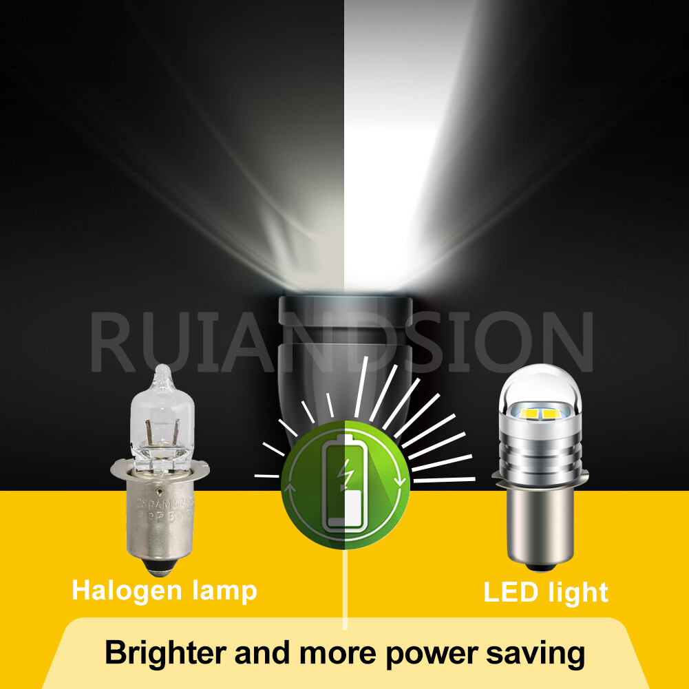 1x Ruiandsion LED Flashlight Upgrade Bulbs P13.5S 6V 4D Cell Torch Base Replace