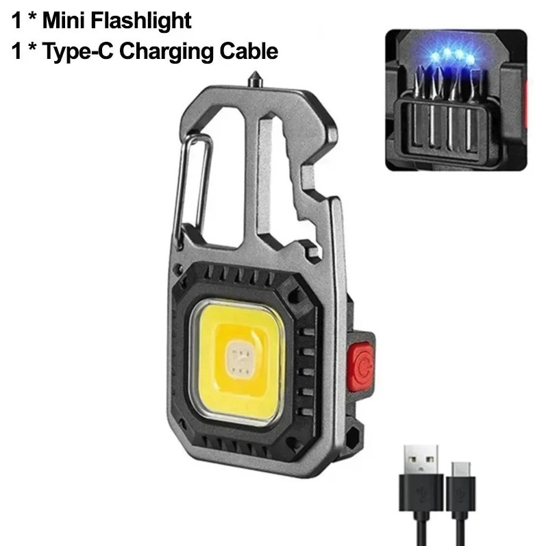 1pc Mini light-emitting diode Keychain Flashlight Rechargeable Multi Tool Cam…