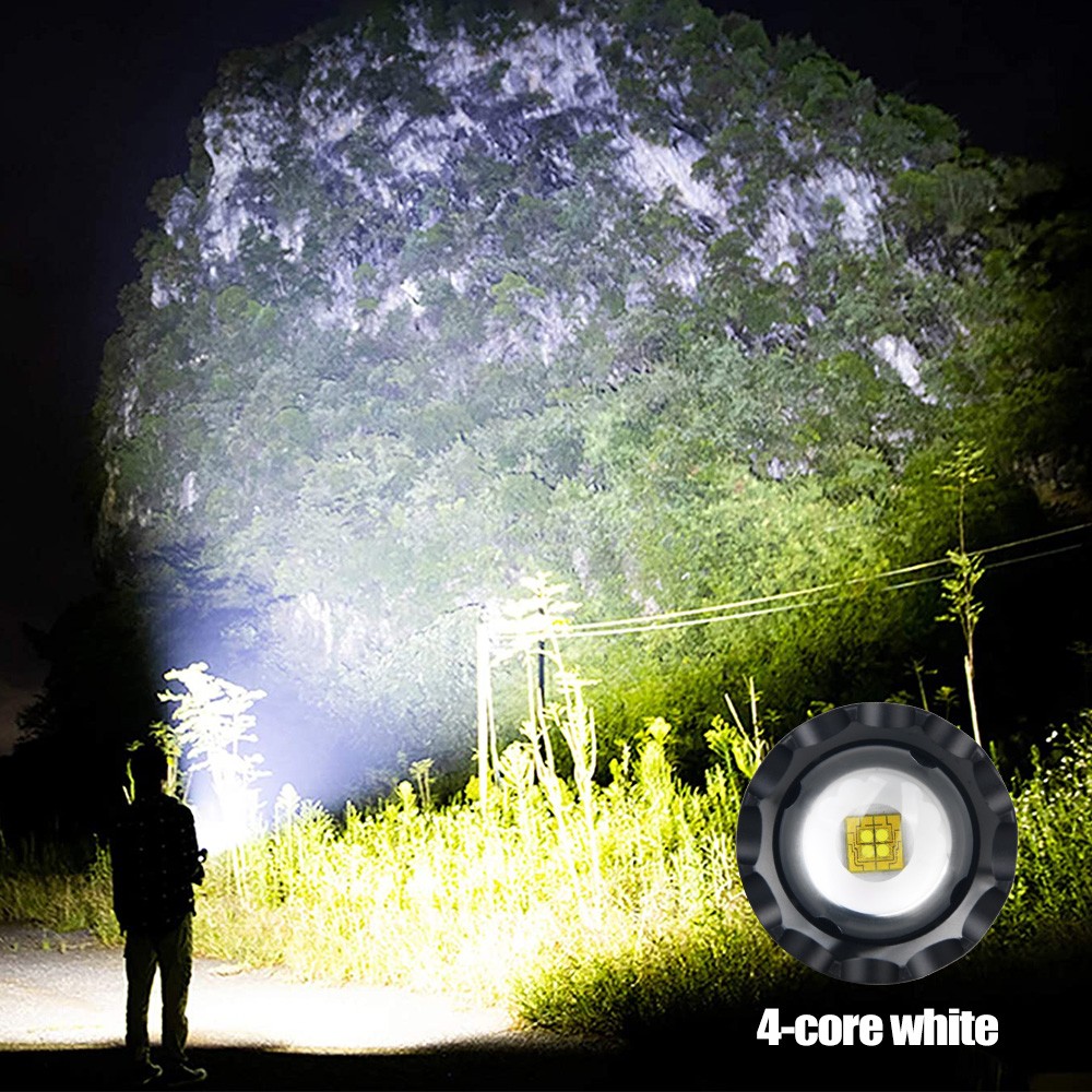 50000 Lumens 4 Core White Laser LEP Flashlight USB Type-C Charging Zoom Torch US
