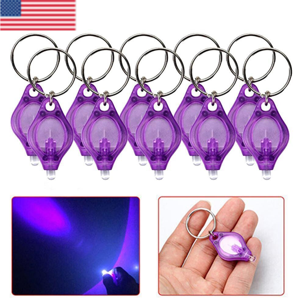20-100X UV Flashlight Mini Keychain LED Torch Light Blacklight Key Ring Lights