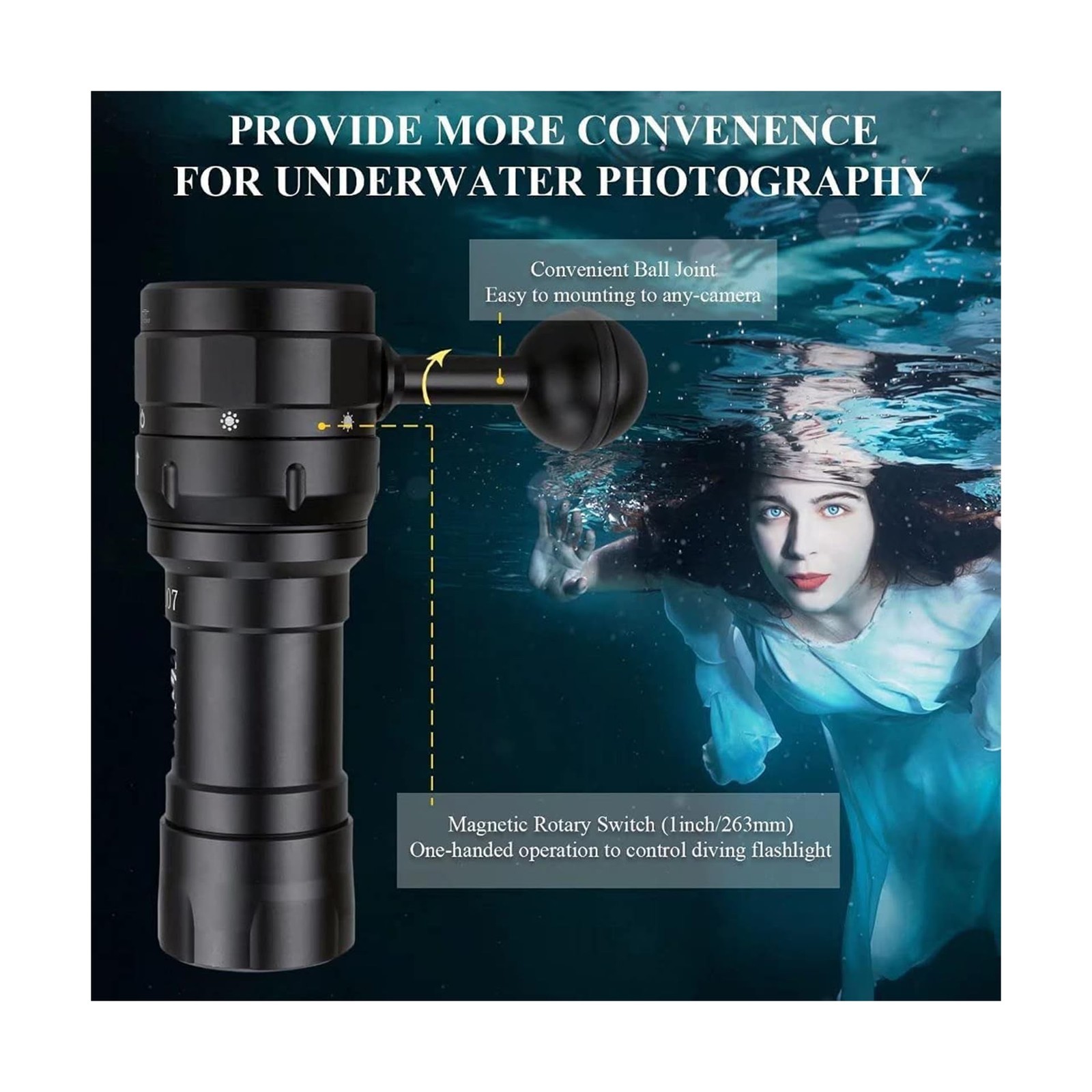 Wurkkos DL07 Diving Flashlight Rechargeable Scuba Dive Light, 3000 Lumens Div…
