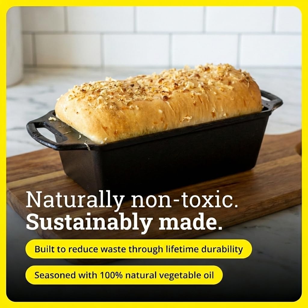 Lodge Seasoned Cast Iron Loaf Pan – Pre-Seasoned 8.5×4.5 Inch, Black