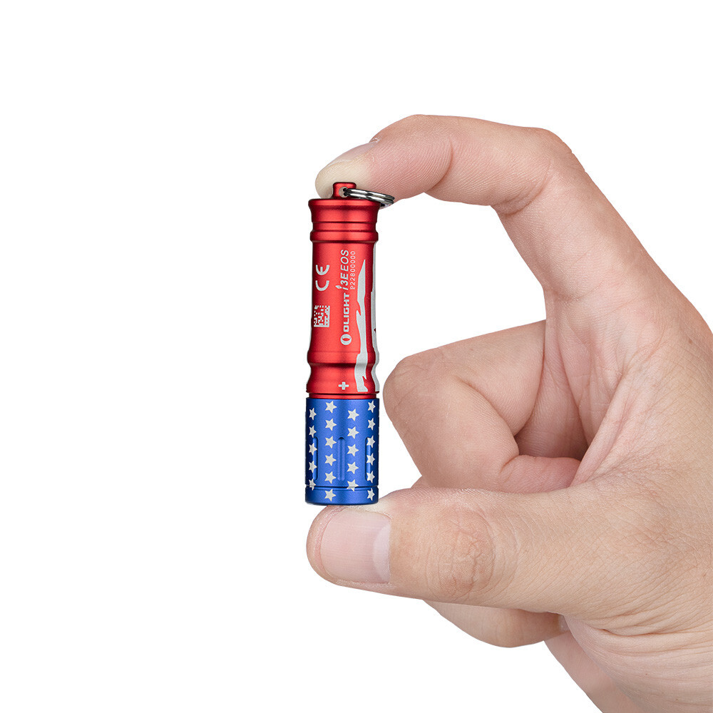Olight I3E EOS Stars & Stripes Keychain Waterproof Flashlight, 90 Lumen