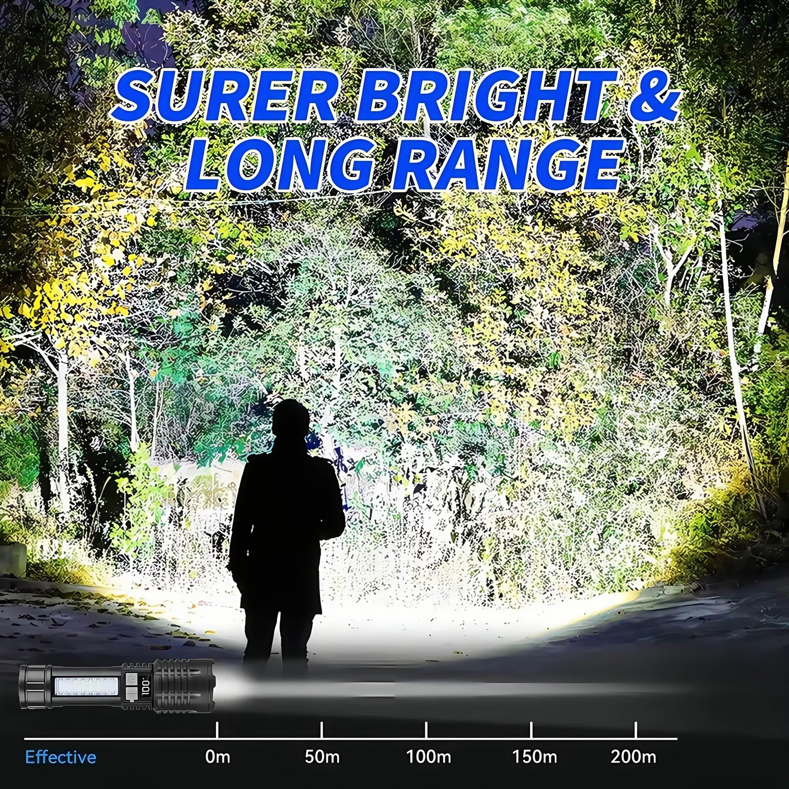 990000000Lumen Super Bright LED Tactical Flashlight Rechargeable LED Work Lights