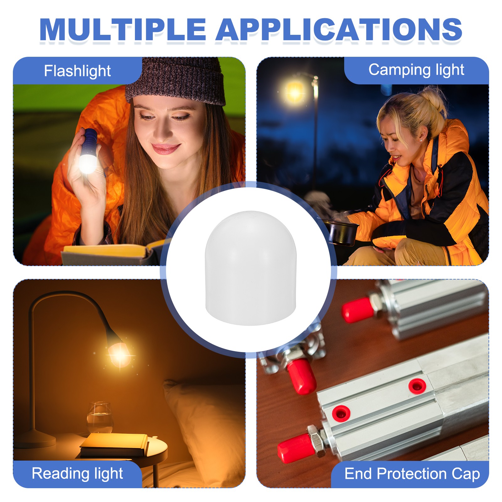 2Pcs Flashlight Diffuser Cap, 43mm IDx50mm Flexible Silicone End Cap, Milk White