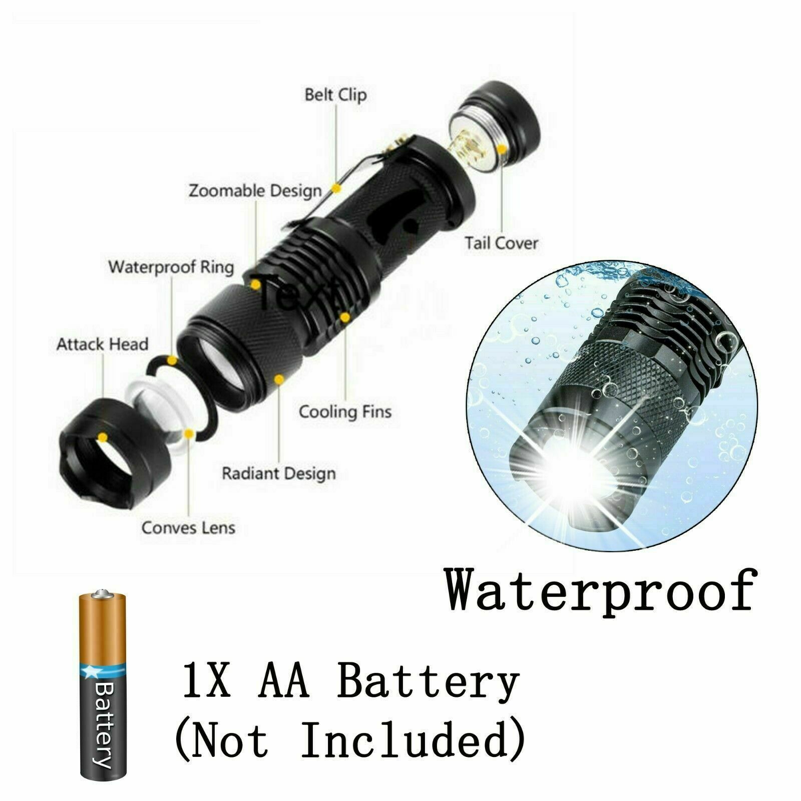 2Pack Tactical LED Flashlight Military Grade Torch Small Ultra Bright Light Lamp
