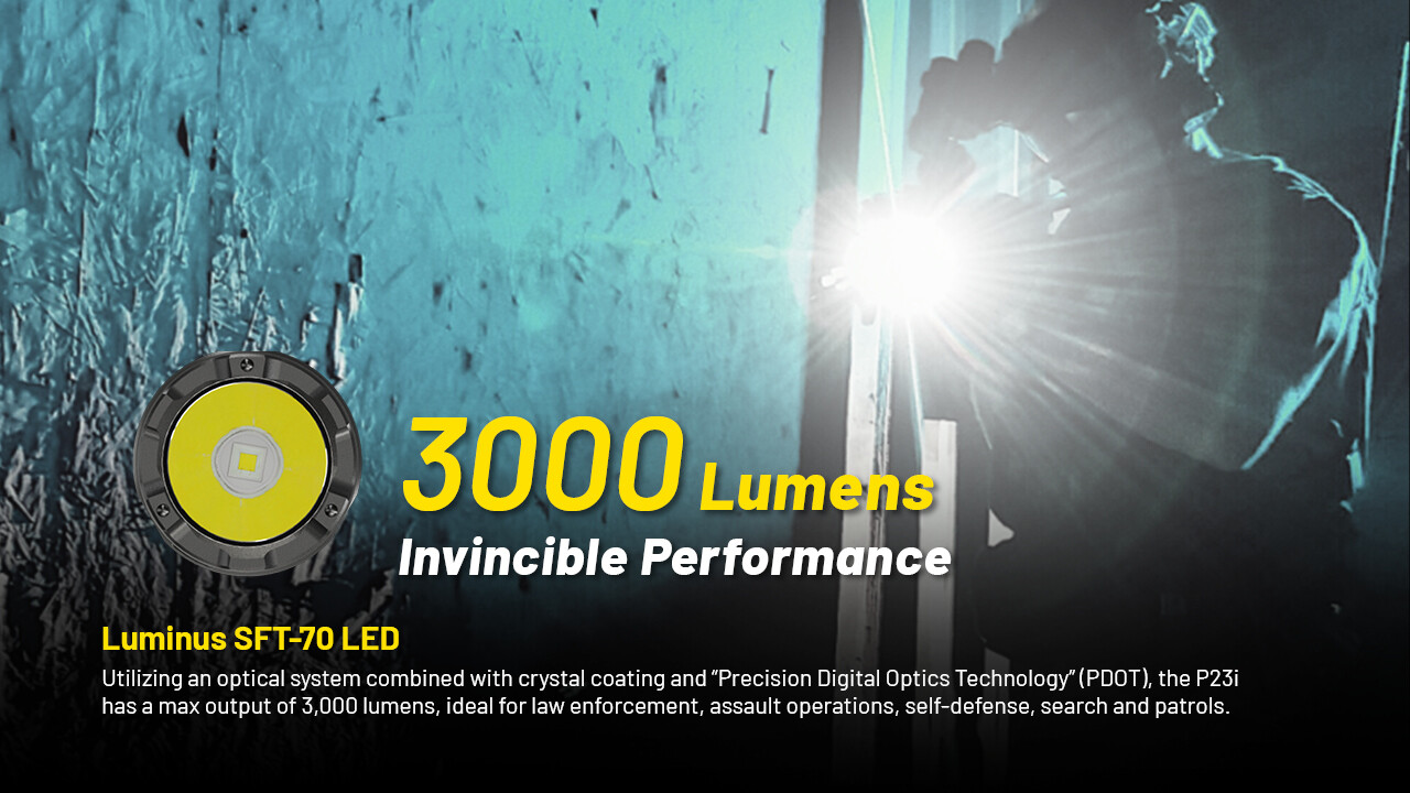 NITECORE P23i 3000 Lumen Rechargeable LED Flashlight with Strobe