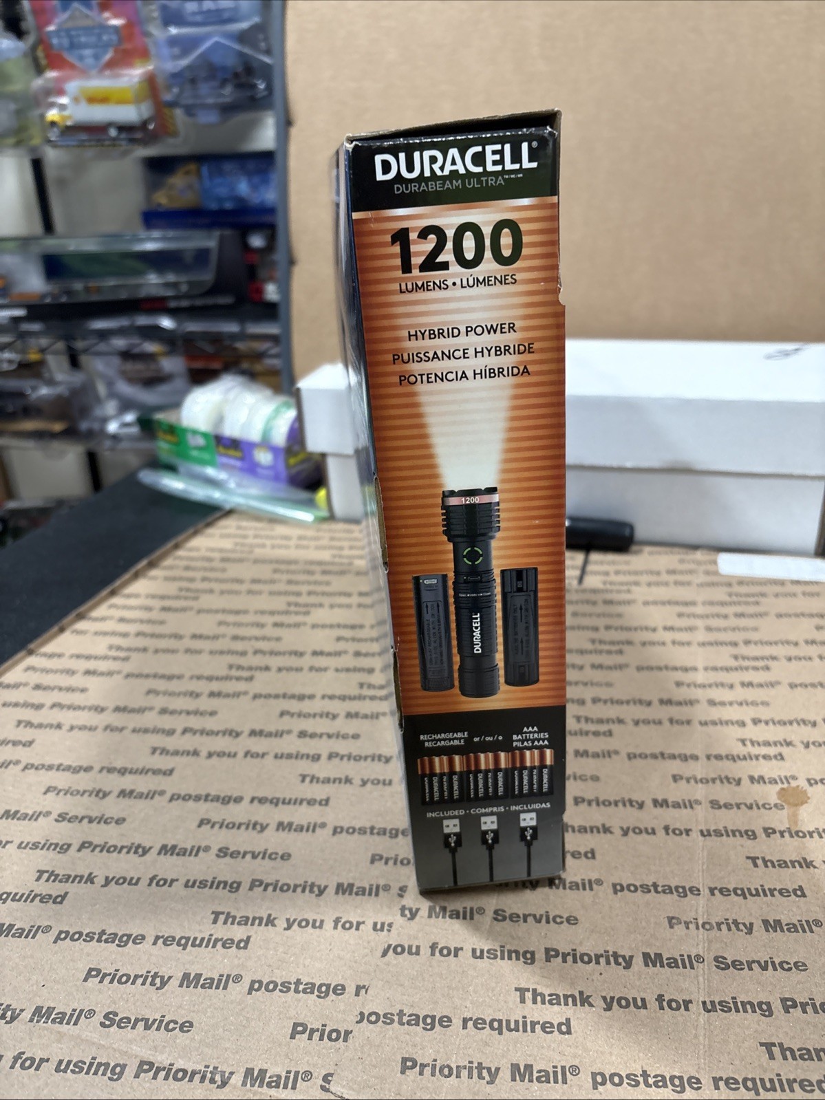 3 Pack -1 Duracell LED Flashlights 1200 Lumens Rechargeable or AAA USB-C Cables