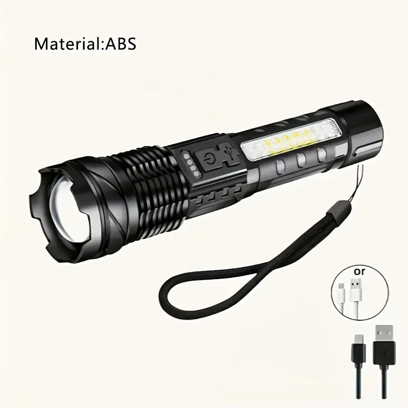 LED Flashlight Rechargeable with 7 modes- Built-in Battery for Outdoor Camping