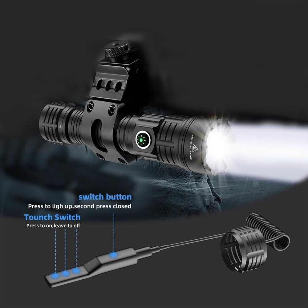 Tactical Flashlight Type-C USB Rechargeable 6000 lumens Zoomable LED Waterproof