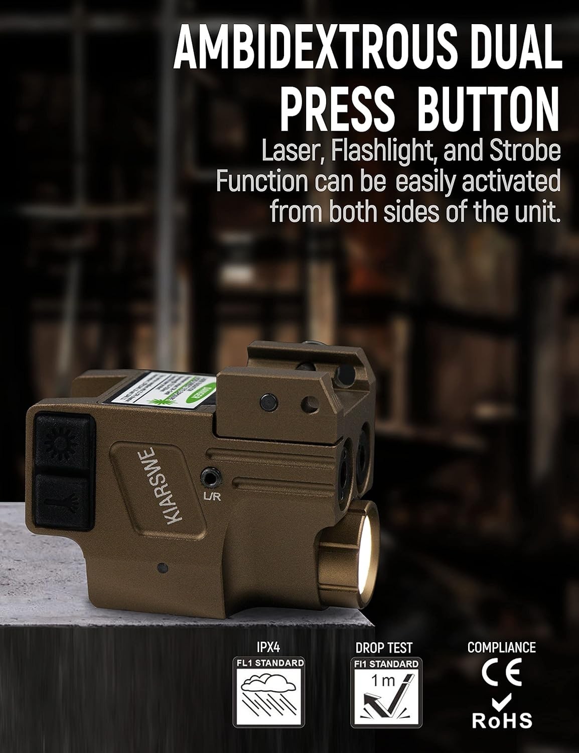 Red Green Laser Light Combo, 500 Lumens Red Green Laser, Supcompact Pistol Laser