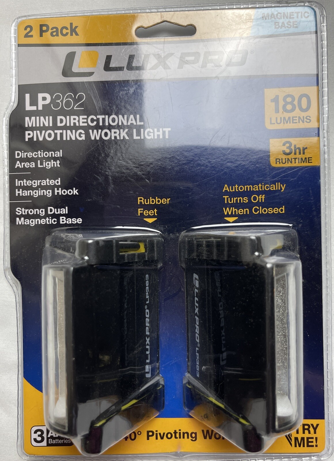 LUXPRO 2 Pack 180 Lumen Broadbeam LED Mini Triangle Area Light – NEW LP362 NIB