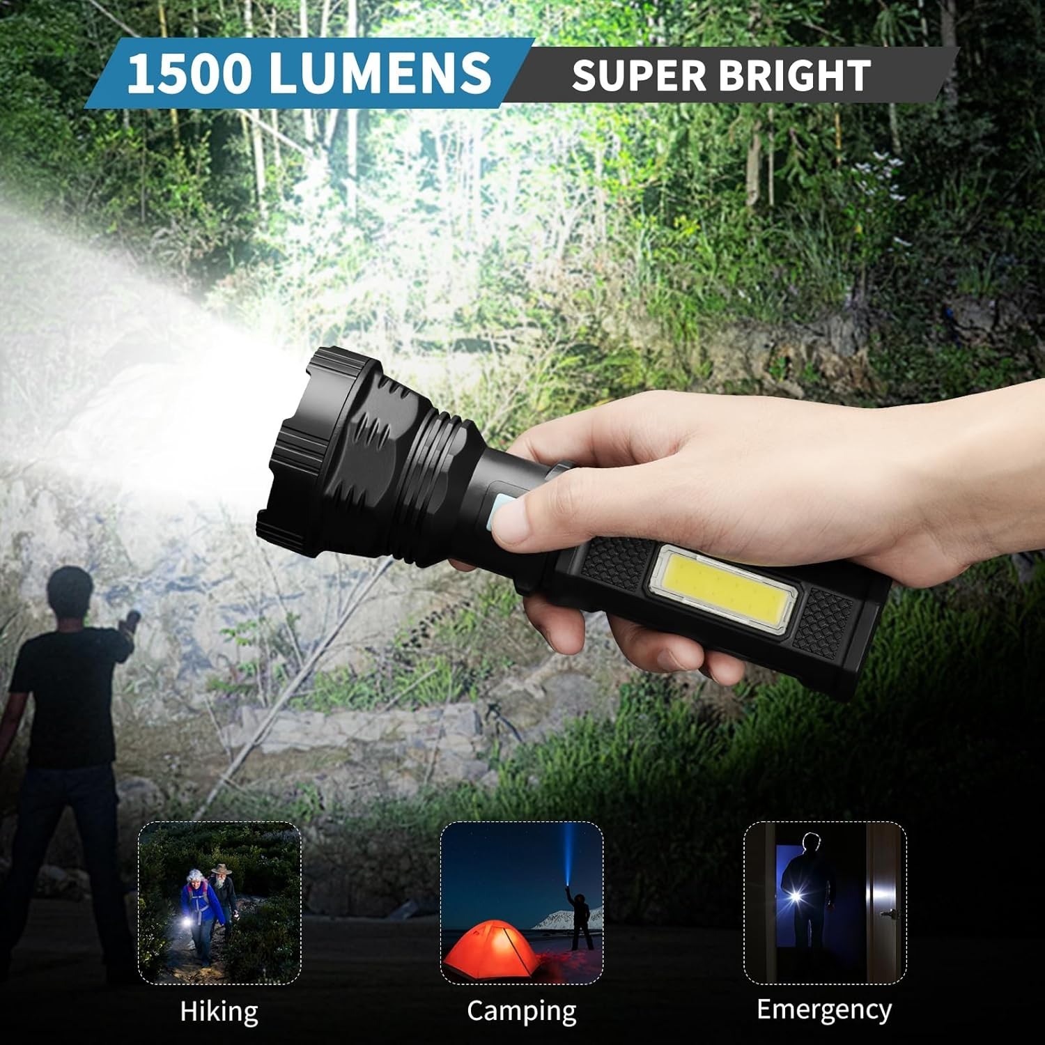 Led Solar Flashlight, 1500 Lumens Led Solar Handheld Rechargeable Flashlights…