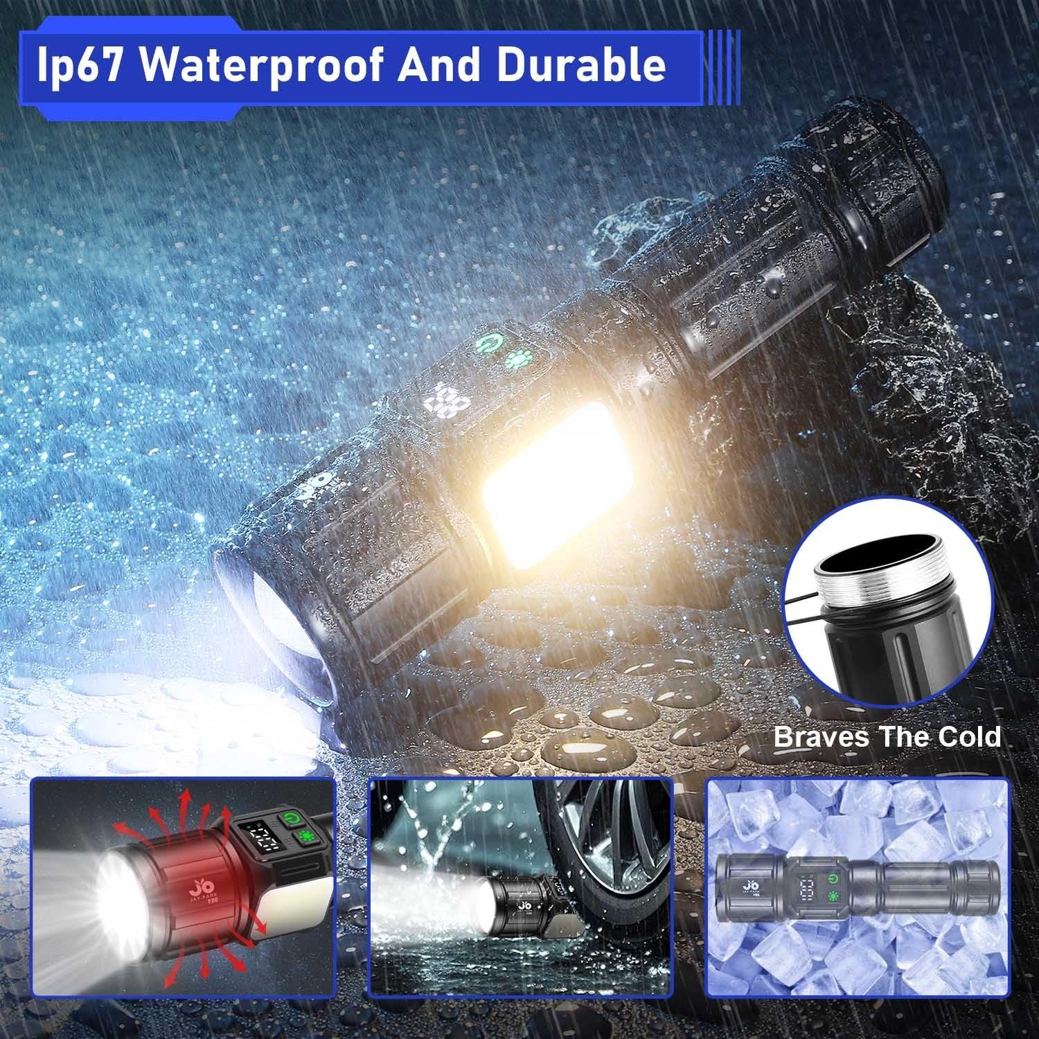 High Lumens Rechargeable Flashlight 100000 Lumen, Magnetic Tactical Light 9 Mode