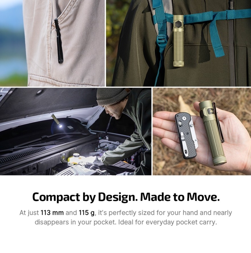 Olight Baton Ultra 1800Lm Olive Green Dual Switches Flashlight, Magnetic & USB-C