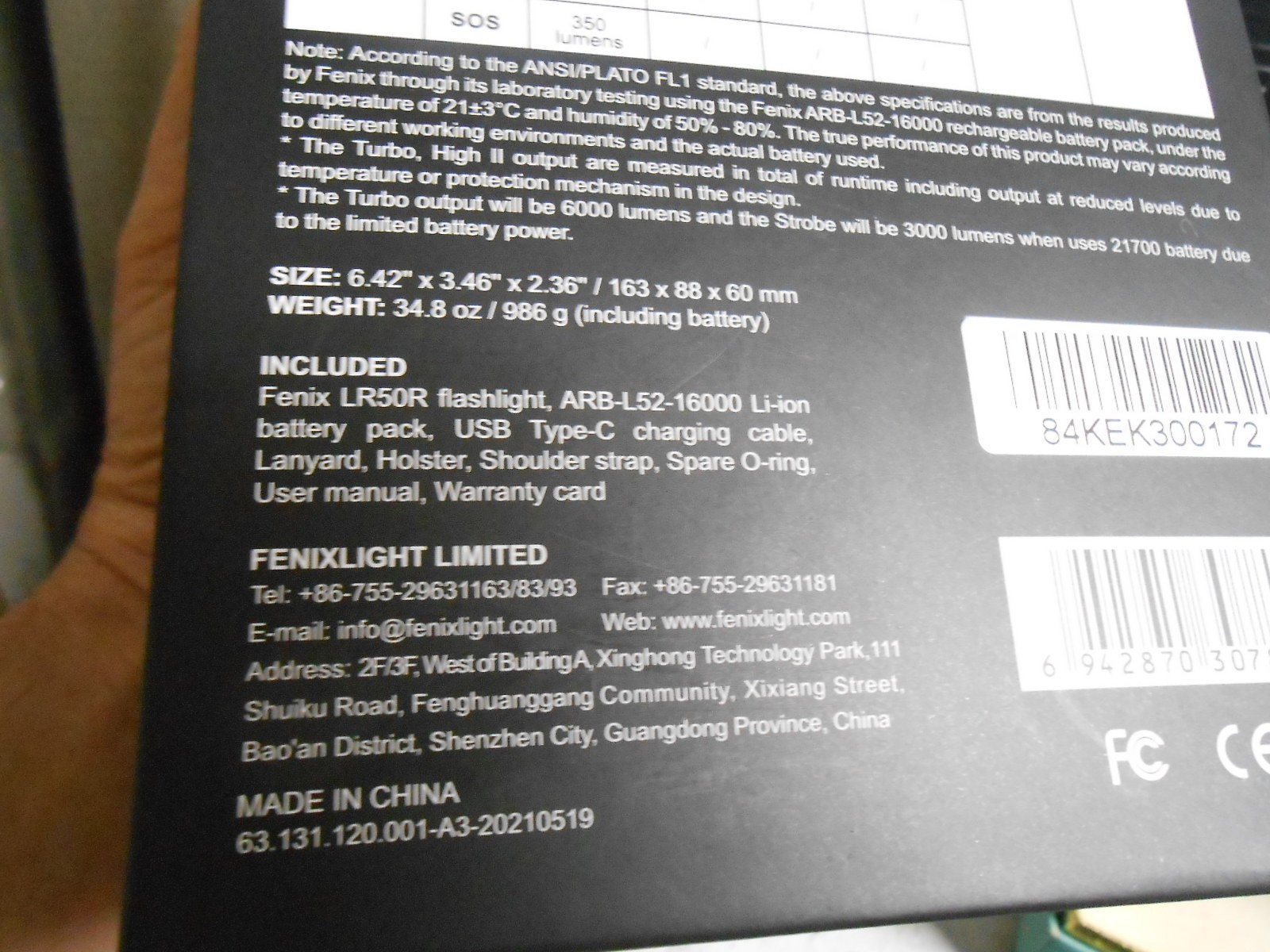 Fenix LR50R 12,000 Lumen LED Rechargeable Search Spot Flashlight